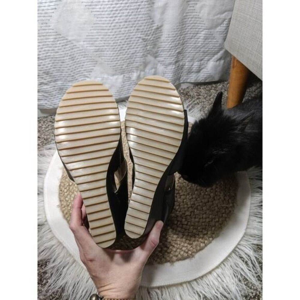 leather Diba True Next N Line 3" Wedge Sandals W/ 8.5 Black Cutout LN/NWB - Picture 9 of 13